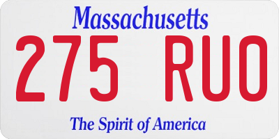 MA license plate 275RU0