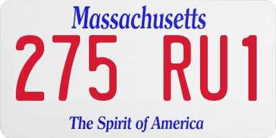MA license plate 275RU1
