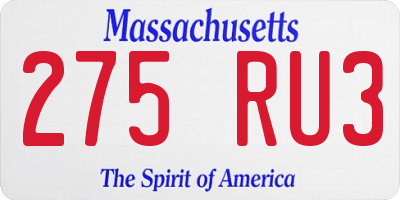 MA license plate 275RU3