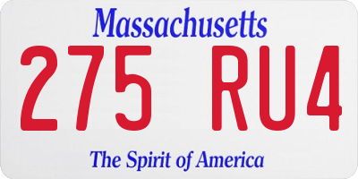 MA license plate 275RU4
