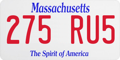 MA license plate 275RU5