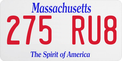 MA license plate 275RU8