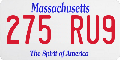 MA license plate 275RU9
