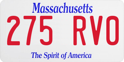 MA license plate 275RV0