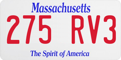MA license plate 275RV3