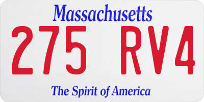 MA license plate 275RV4