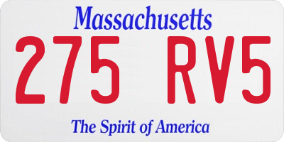 MA license plate 275RV5