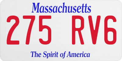 MA license plate 275RV6