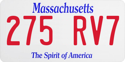MA license plate 275RV7