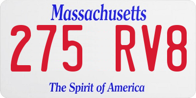 MA license plate 275RV8