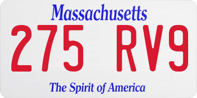 MA license plate 275RV9