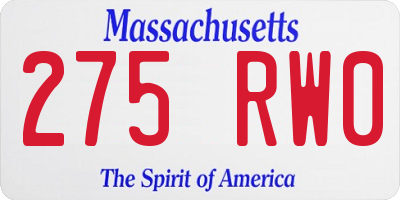 MA license plate 275RW0