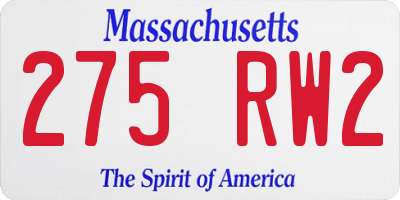 MA license plate 275RW2