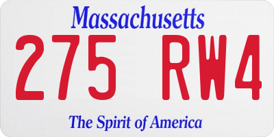 MA license plate 275RW4