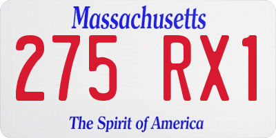 MA license plate 275RX1