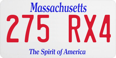 MA license plate 275RX4