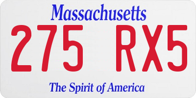 MA license plate 275RX5