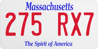 MA license plate 275RX7