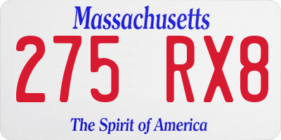 MA license plate 275RX8