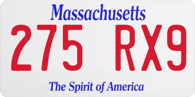 MA license plate 275RX9