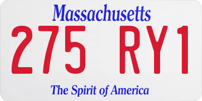 MA license plate 275RY1