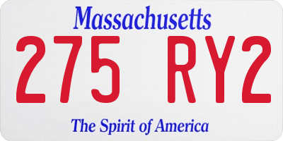 MA license plate 275RY2