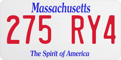 MA license plate 275RY4
