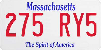 MA license plate 275RY5