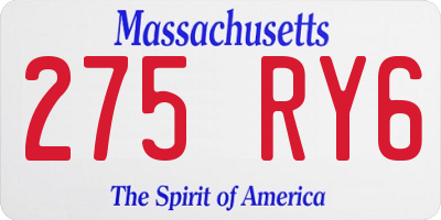 MA license plate 275RY6