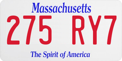 MA license plate 275RY7