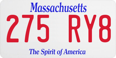 MA license plate 275RY8