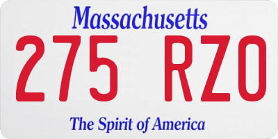 MA license plate 275RZ0