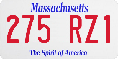 MA license plate 275RZ1