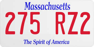 MA license plate 275RZ2