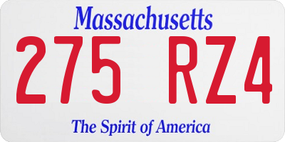 MA license plate 275RZ4