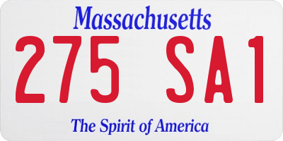 MA license plate 275SA1