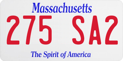 MA license plate 275SA2