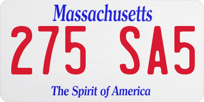 MA license plate 275SA5