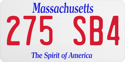 MA license plate 275SB4