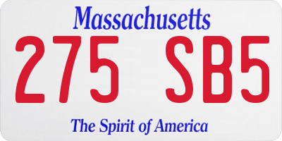 MA license plate 275SB5