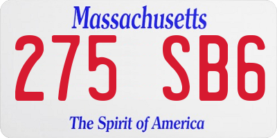 MA license plate 275SB6