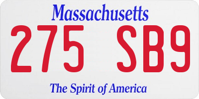 MA license plate 275SB9