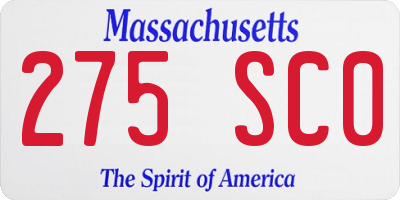 MA license plate 275SC0
