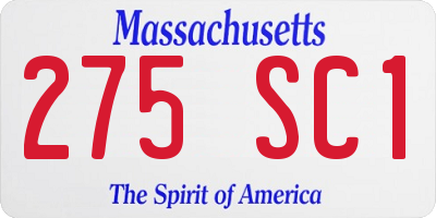 MA license plate 275SC1