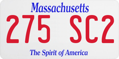 MA license plate 275SC2