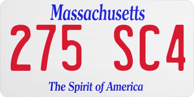 MA license plate 275SC4