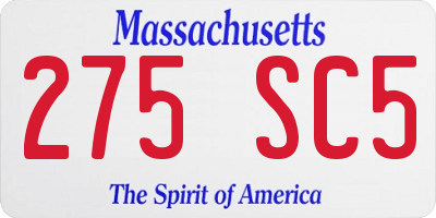 MA license plate 275SC5