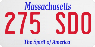 MA license plate 275SD0