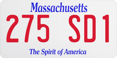 MA license plate 275SD1