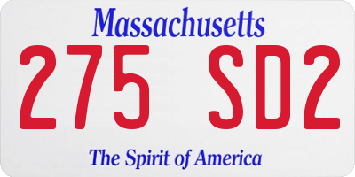 MA license plate 275SD2